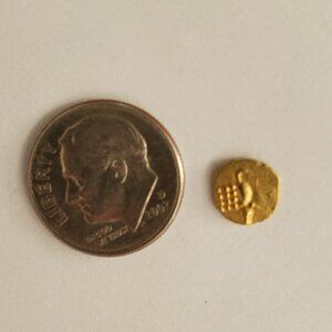 18th-19th Century Gold Fanam of India F-XF; each coin contains .014 oz. of gold